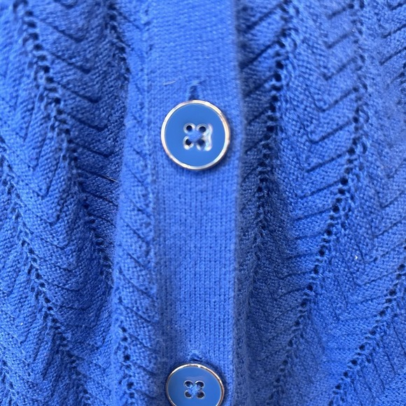 Talbots Women's 100% Pima Cotton Ponte Knit Cardigan Sweater Large Royal Blue - Picture 5 of 6